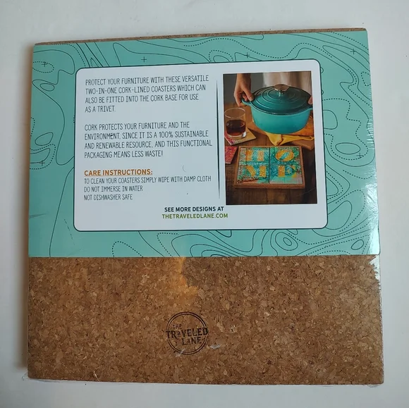 The Traveled Lane Maine Coast Lighthouse 4 Pc Coasters Trivet Ceramic Nautical Kitchen